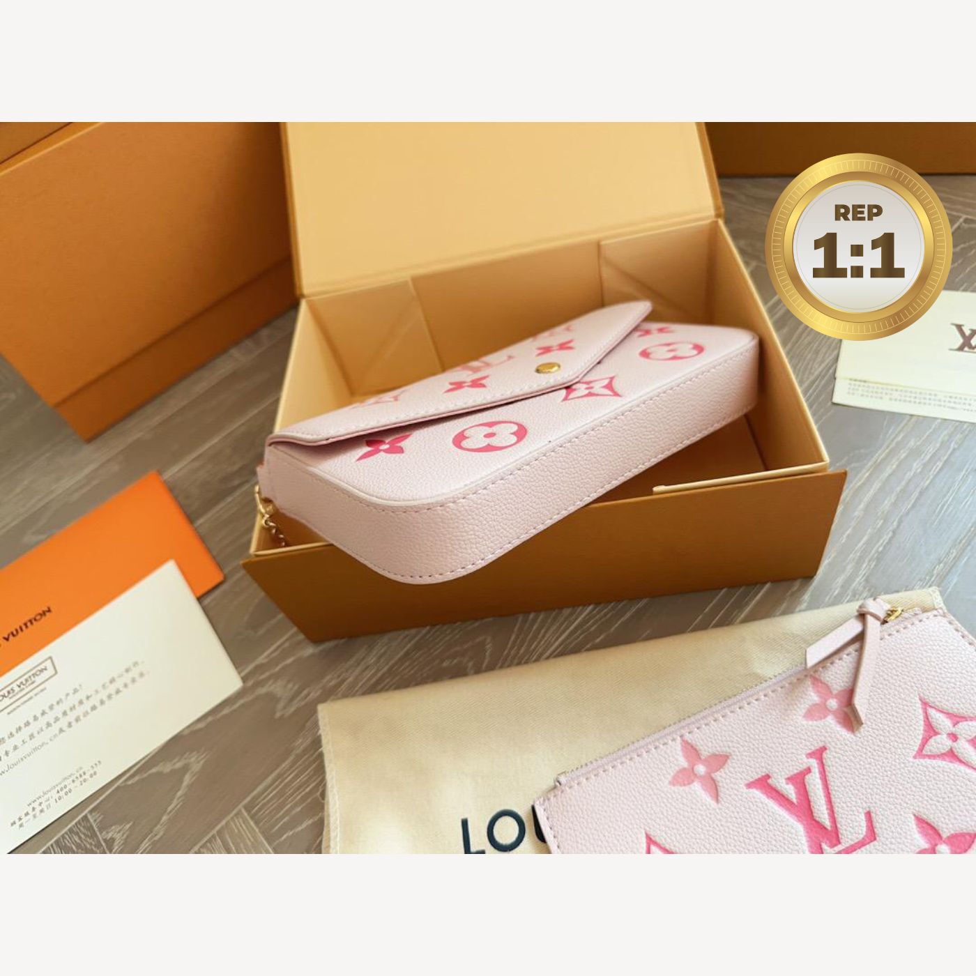 [REP 1:1] Louis Vuitton Felicie Pochette Monogram Pink For Women 8.3in/21cm